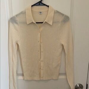 Uniqlo Wool Cream Ribbed Cardigan